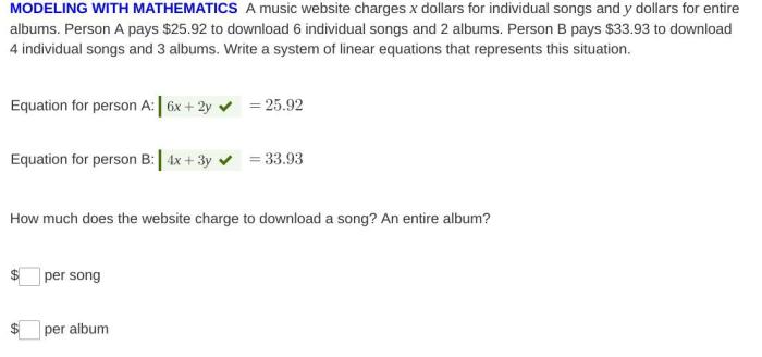 A music website charges x dollars