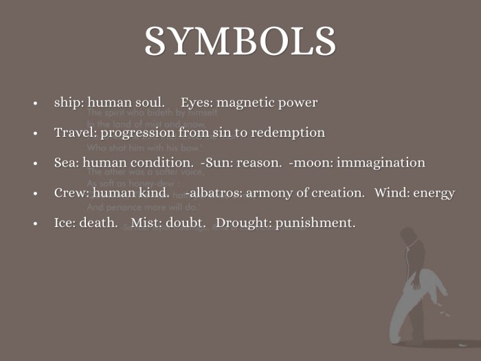 Symbols in rime of the ancient mariner