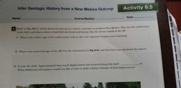 Infer geologic history from a new mexico outcrop